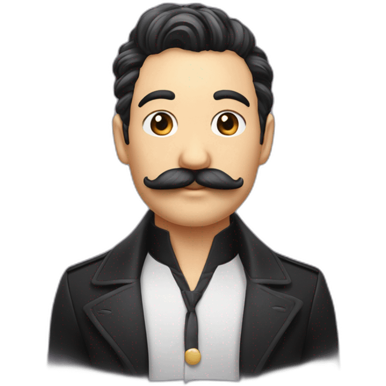 petite moustache cheveux noir plaquer d'un côté peau blanc emoji