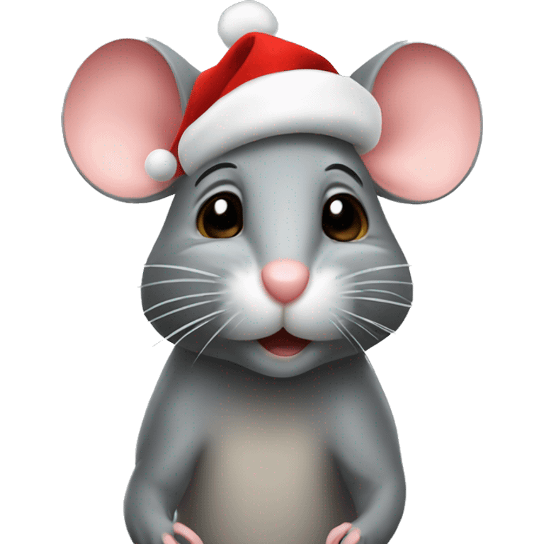 Mouse with christmashat emoji