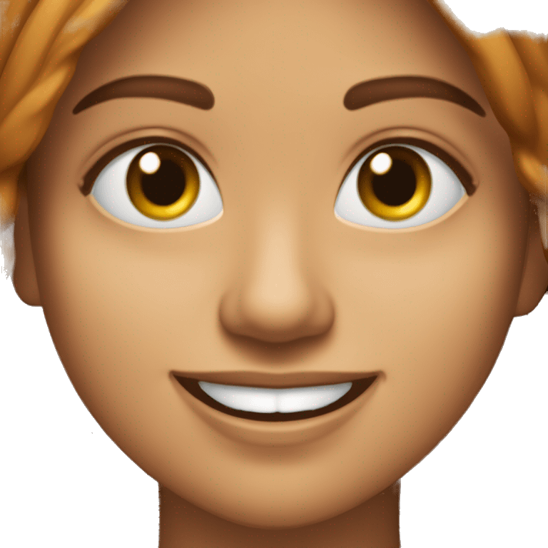 garota ruiva sorridente com olhos pretos e sardas emoji