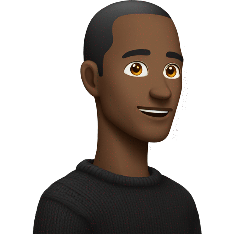 man with long neck wearing black sweater emoji