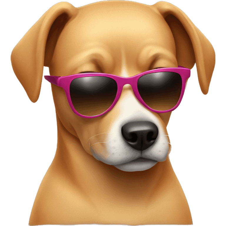 Dog wearing sunglasses with and bikini emoji