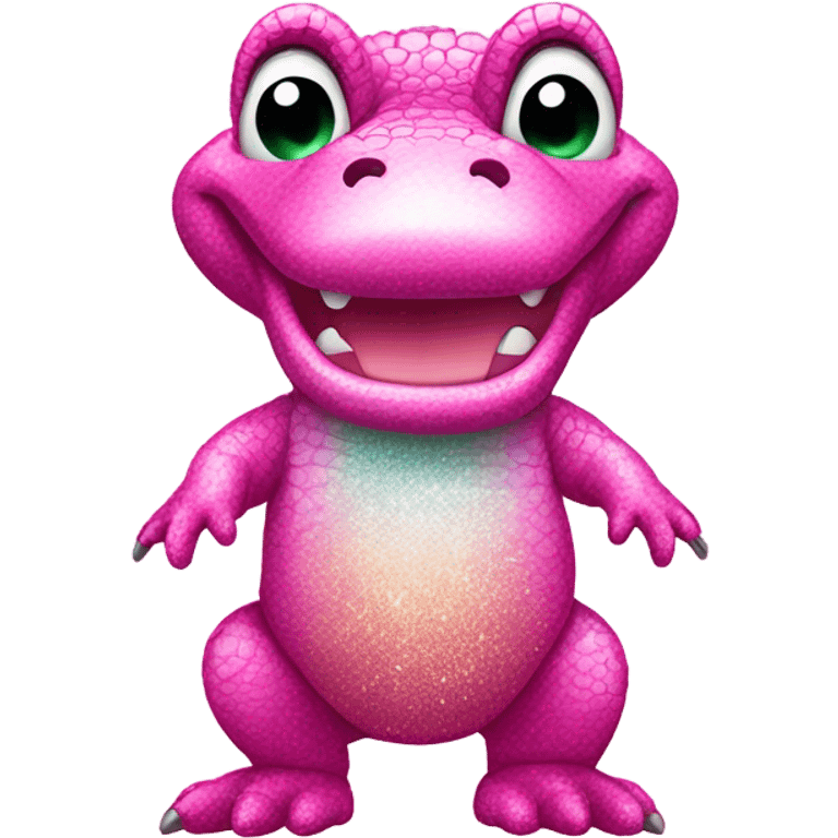 Pink ombre full body gator with glitter emoji