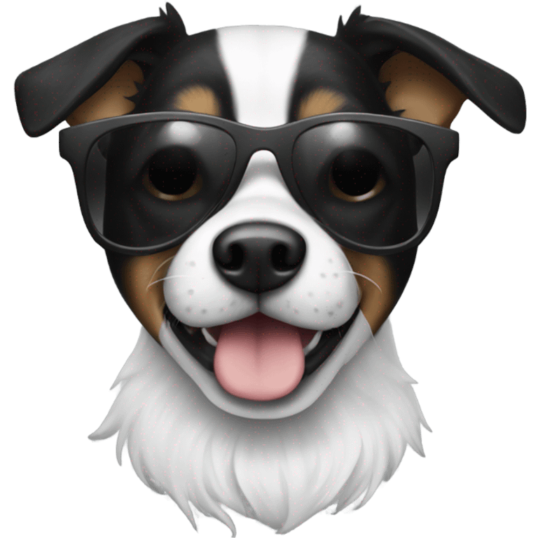 black and white dog with sunglasses  emoji