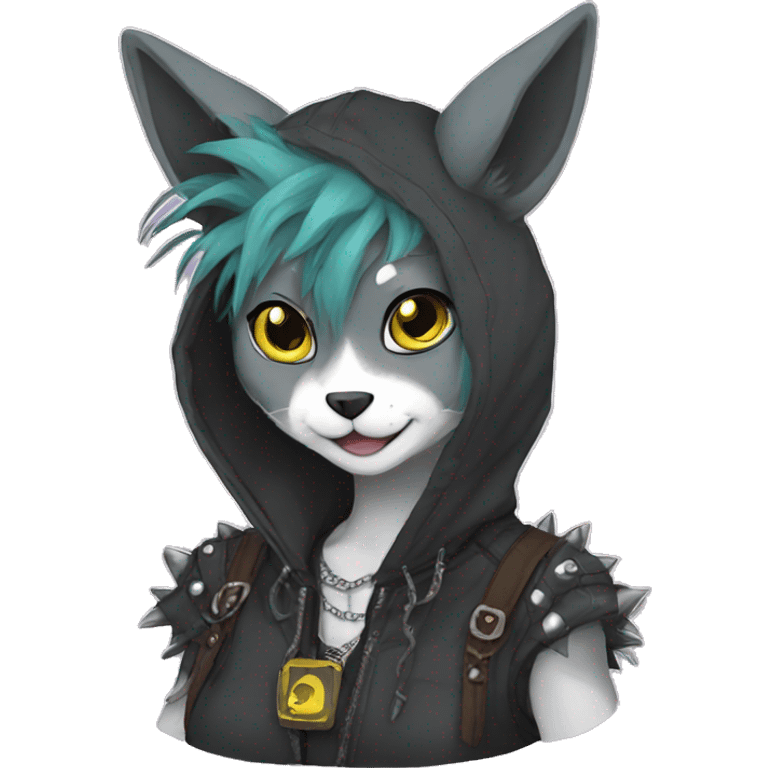 Anthro Punk Fursona Collar Hoodie  emoji