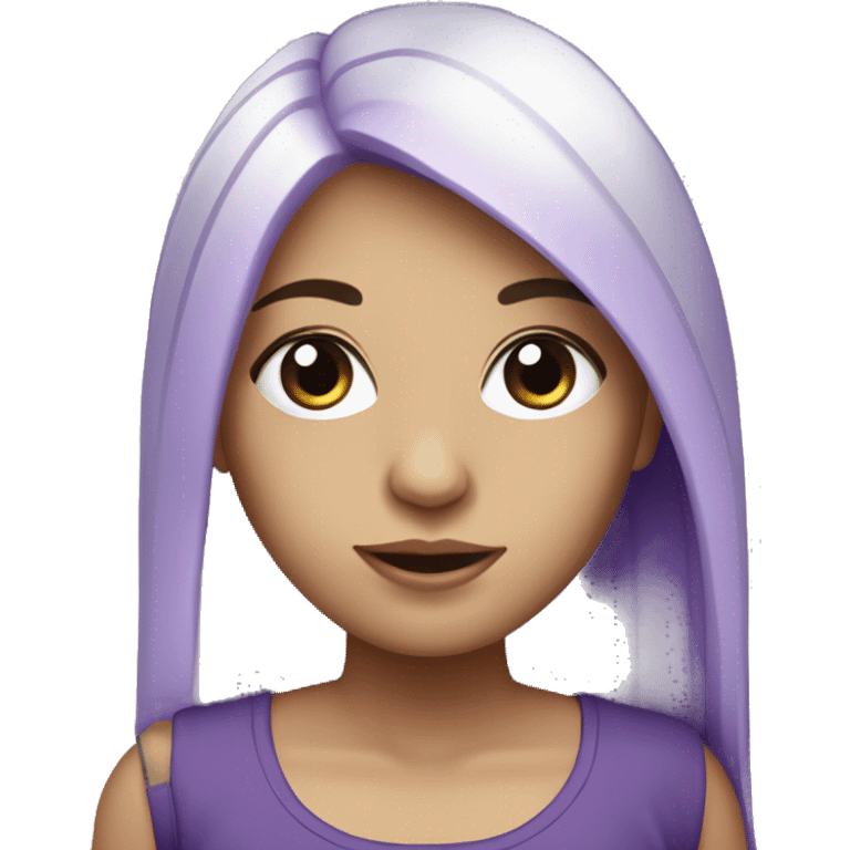 Graphic Designer argentinian girl with laptop, long straight purple hair, purple eyes and white skin emoji