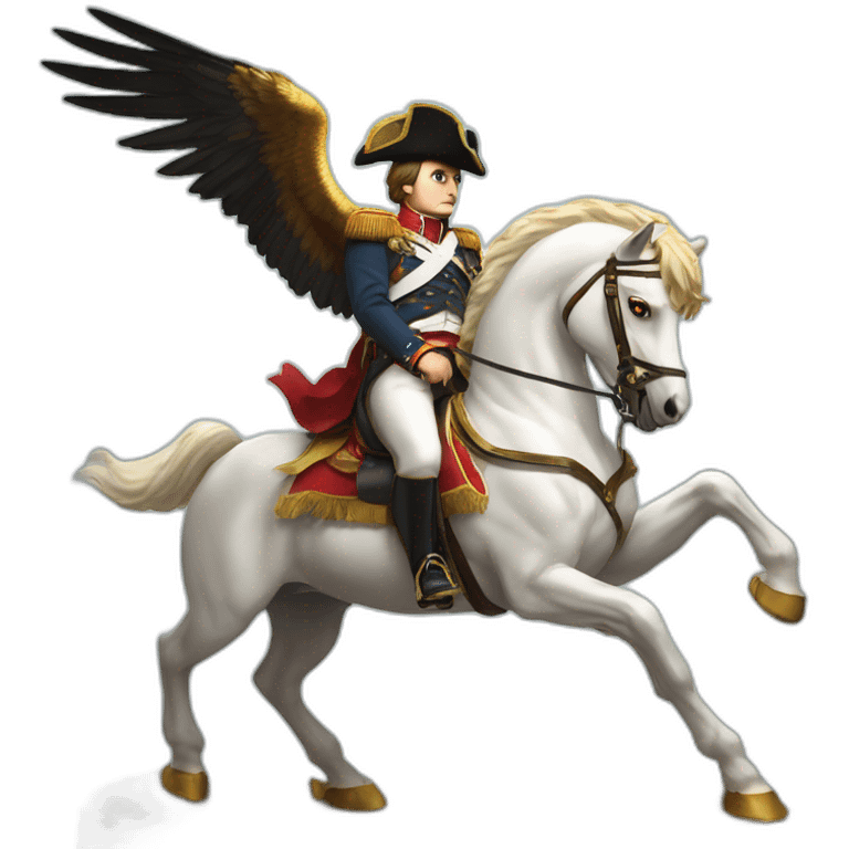 serious angry napoleon on white horse hold a golden eagle emoji