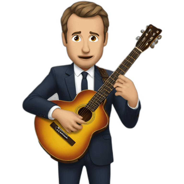 Macron crying on guitare emoji