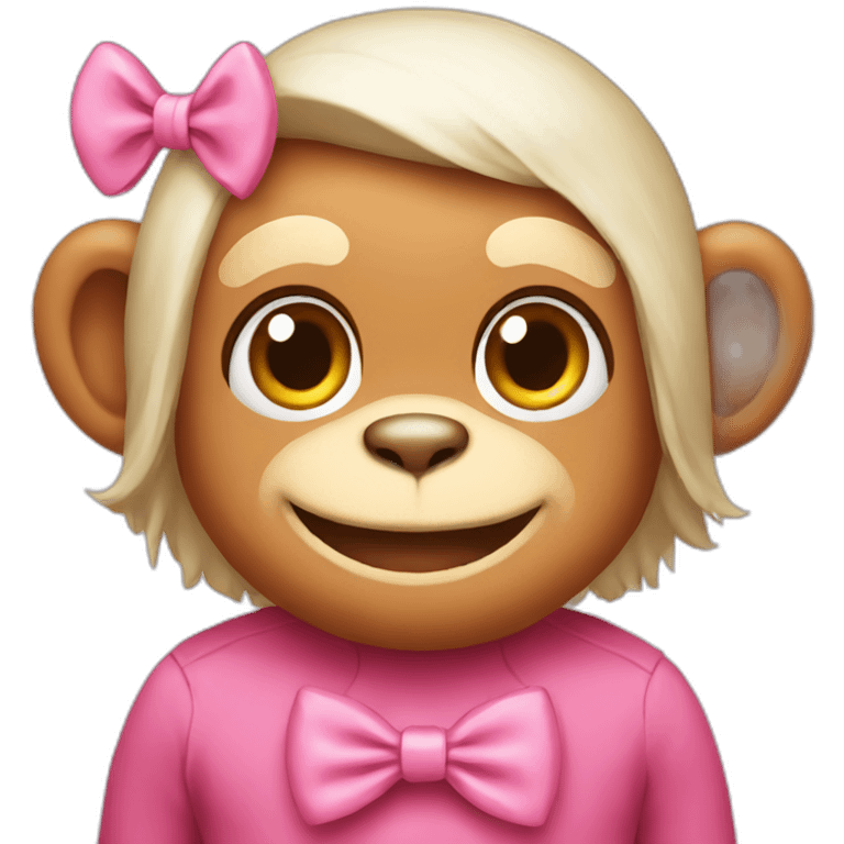 See no monkey wearing pink bow emoji