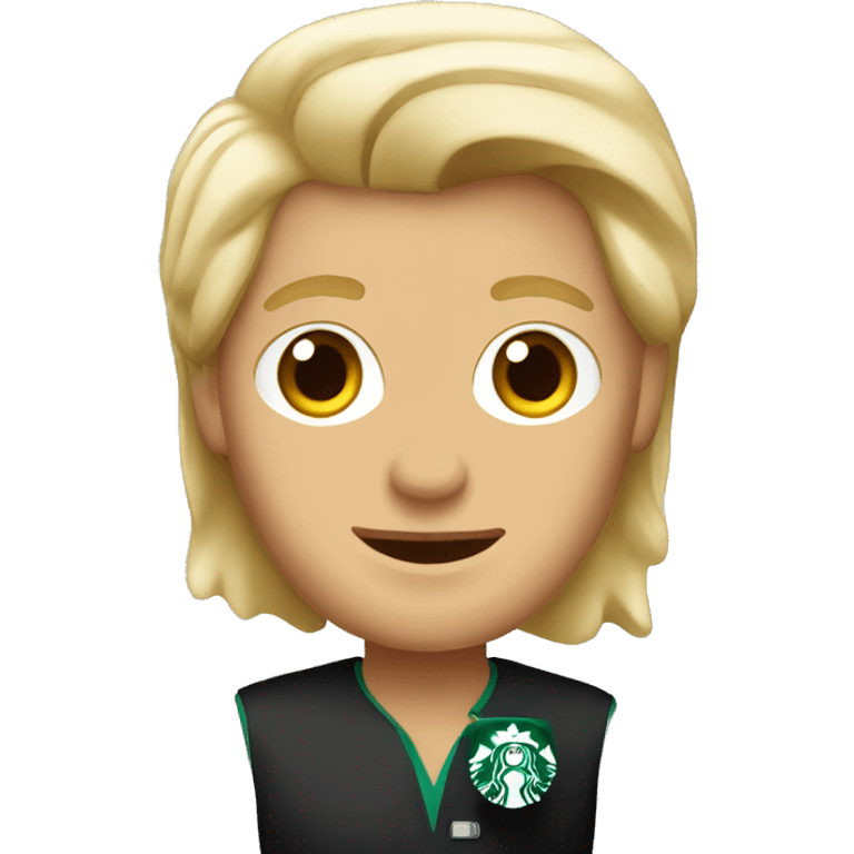 starbucks blonde male barista with coffee emoji