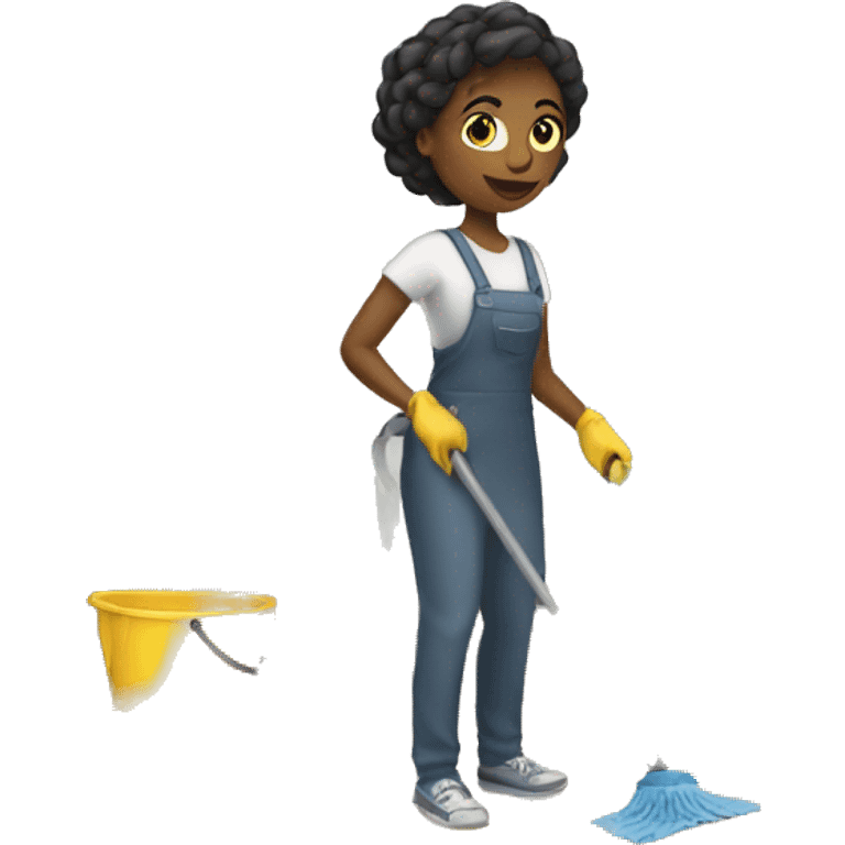 woman cleaning the room emoji