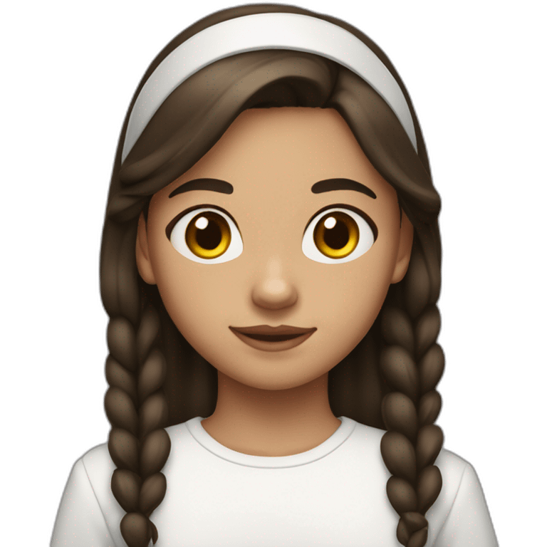 12 year old girl, with dark brown hair, with a white headband no braid emoji