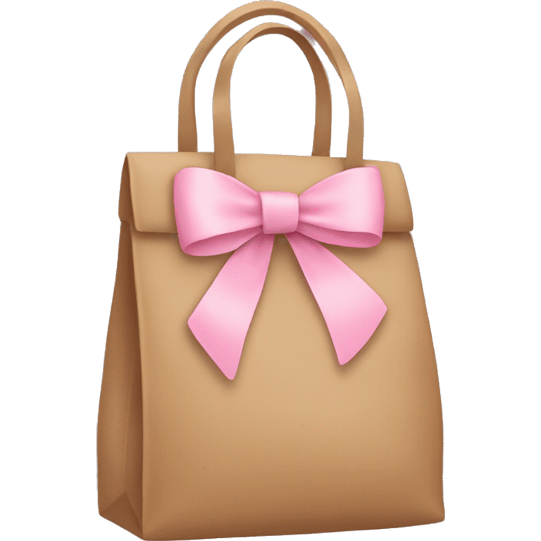 Brown bag with pastel pink bow emoji