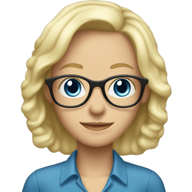 female Teacher with glasses blonde male hair blue eyes blouse emoji