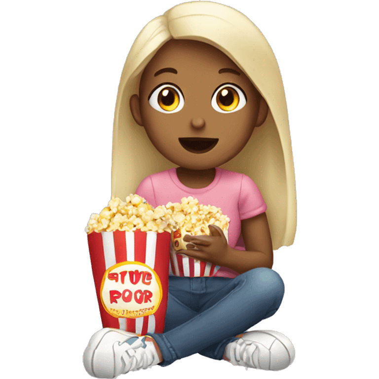 Girl eating popcorn emoji