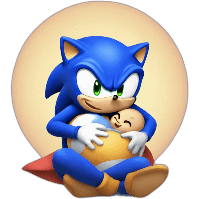 pregnant sonic cradling a baby emoji