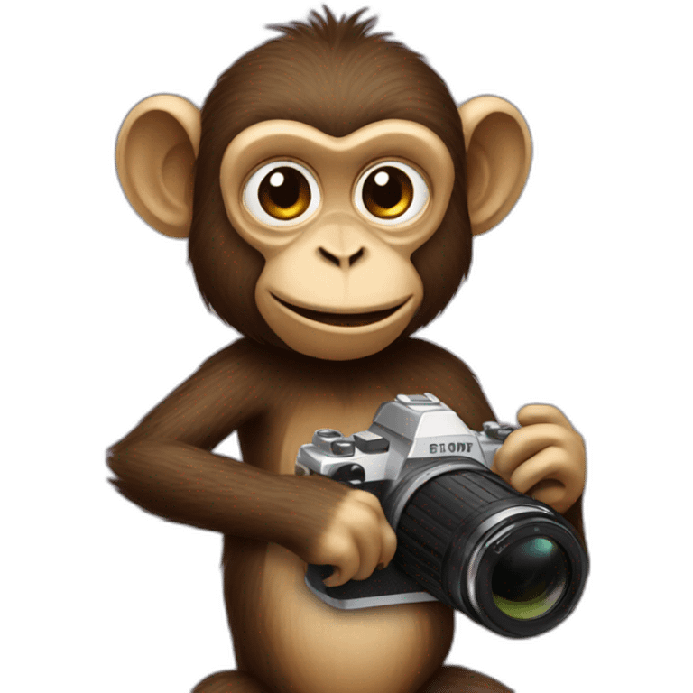 Monkey taking photos with a camera emoji