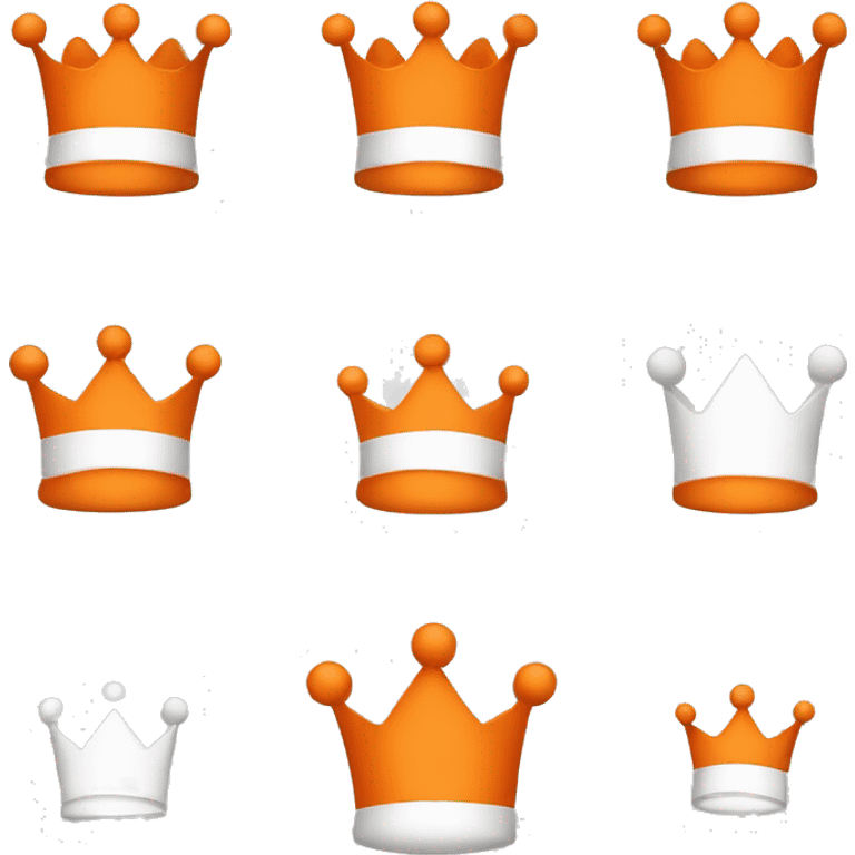 A crown, orange on the upside and white on the downside, emoji