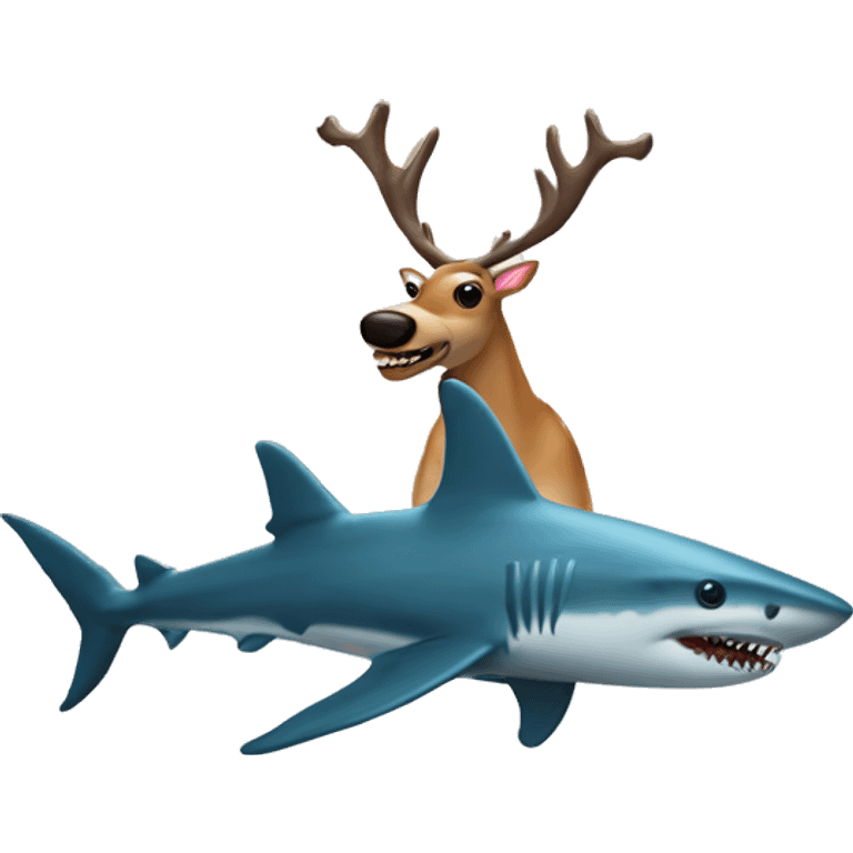 A reindeer with an alien head and a shark fin emoji