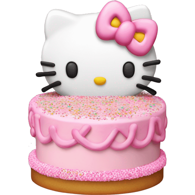 Hello kitty cake with pink sprinkles emoji