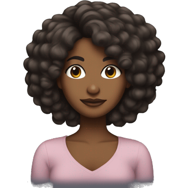 brown girl with black 4c poofy hair emoji