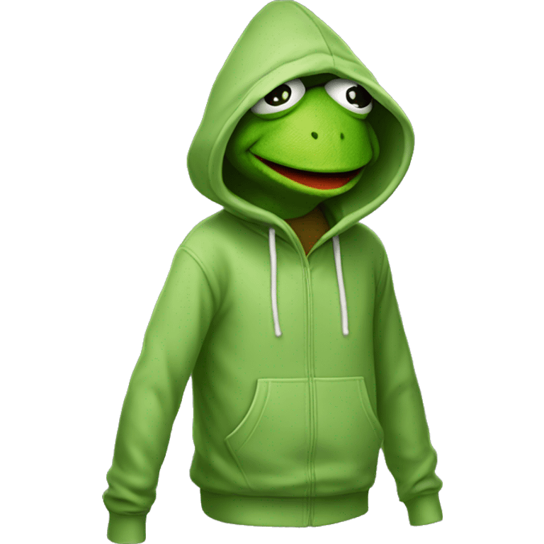 Kermit the frog in a hoodie emoji