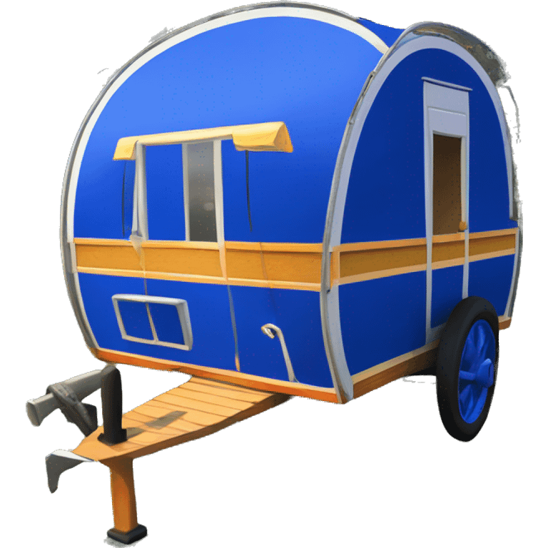 Realistic cobalt blue vintage round gypsy caravan wagon camper emoji