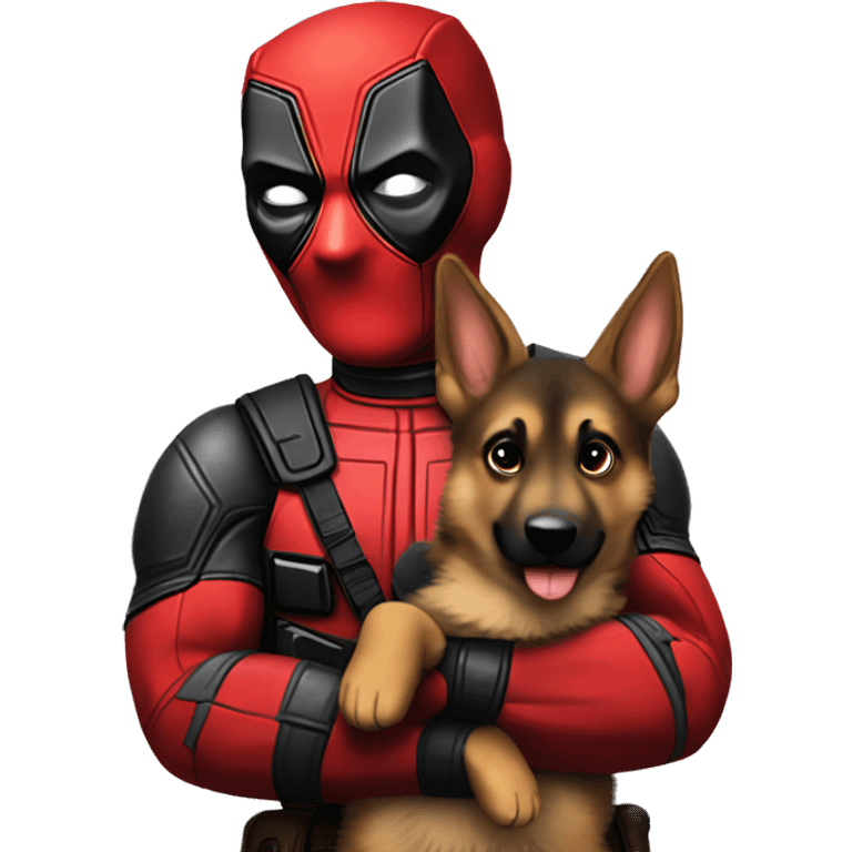 Deadpool holding German shepherd puppy emoji