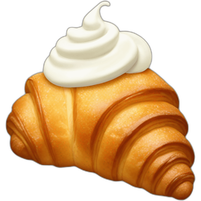 Croissant with whipped cream  emoji