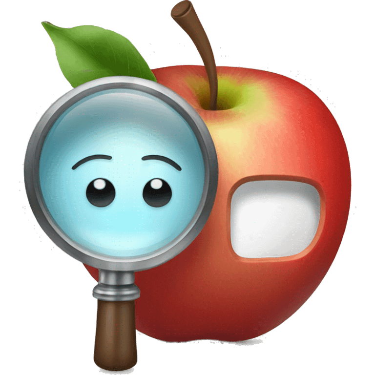 magnifying glass with red apple emoji