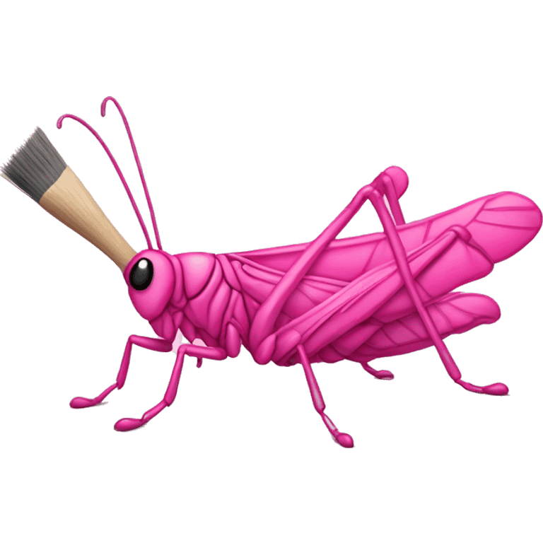 Pink grasshopper with paintbrush emoji