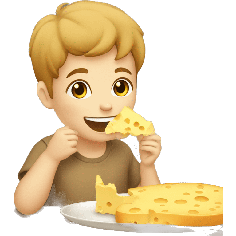 Child eating cheese and tapioca bread emoji