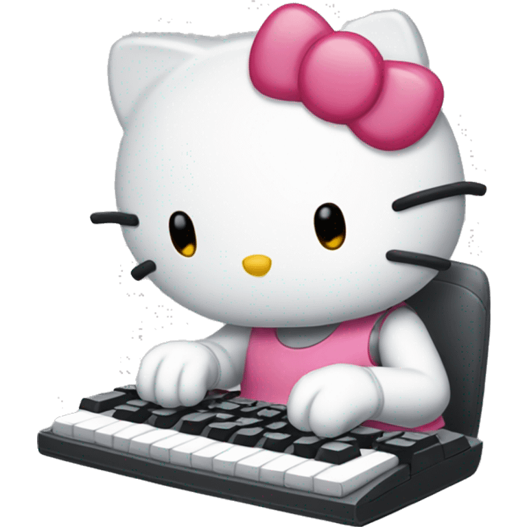 Hello kitty who typing on a keyboard gaming emoji