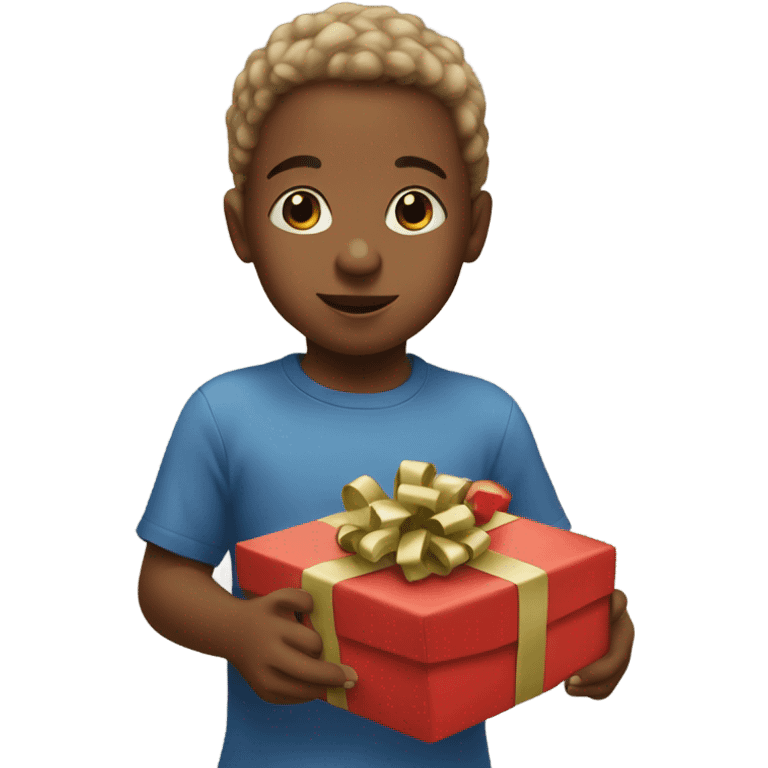 Small white child opening christmas presents  emoji