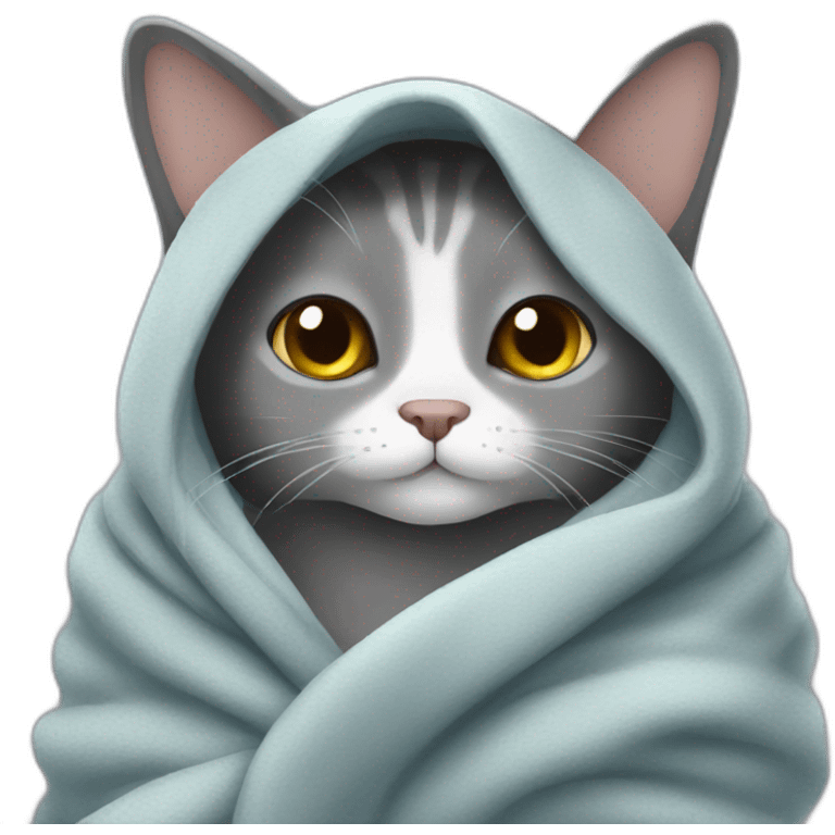 gray cat in a blanket emoji