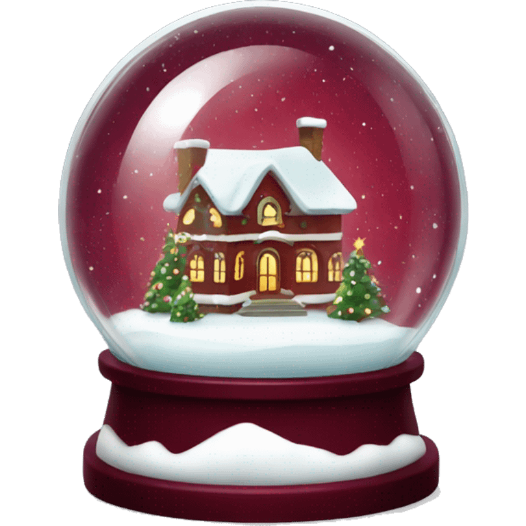 Burgundy Christmas decorated snow globe emoji