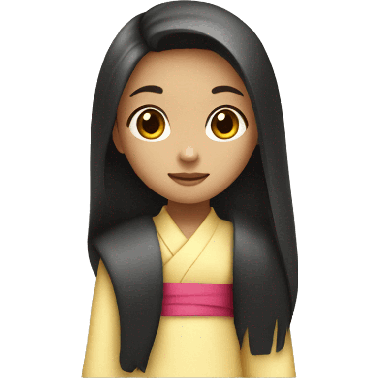 little girl with long hair and an ao dai on emoji