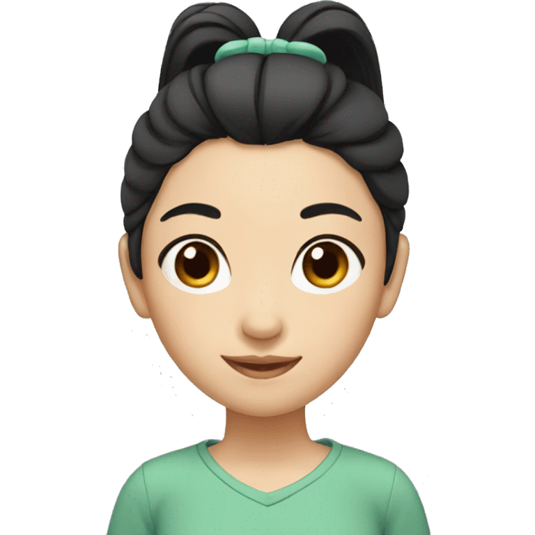 asian girl with black hair in a ponytail emoji