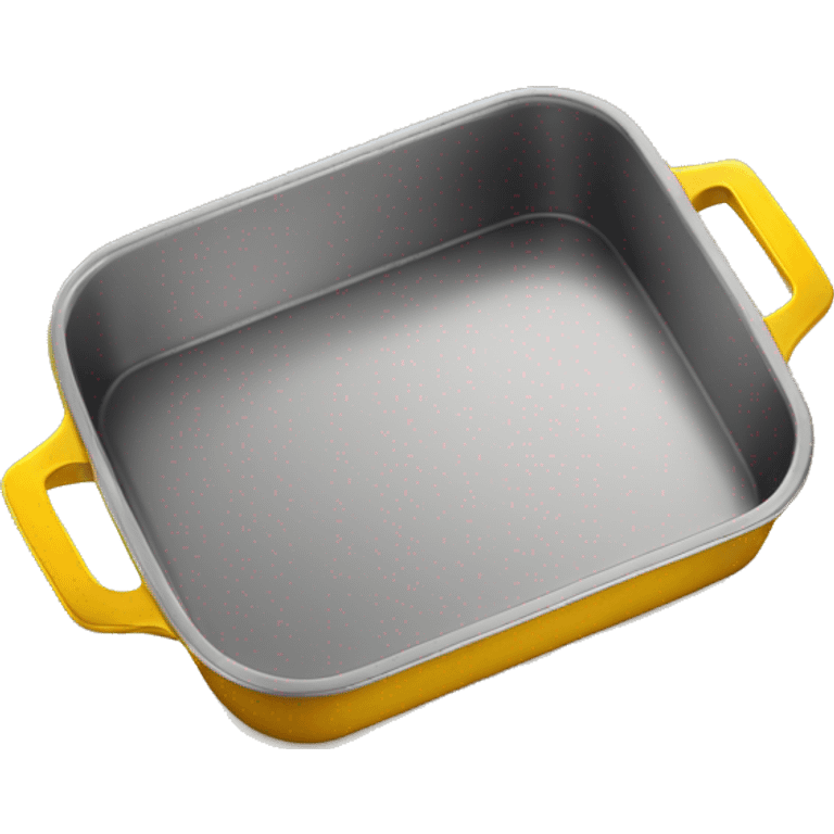 Realistic empty metallic yellow baking pan with handles emoji