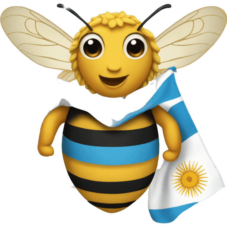 Create an emoji of a bee wearing the flag of argentina emoji