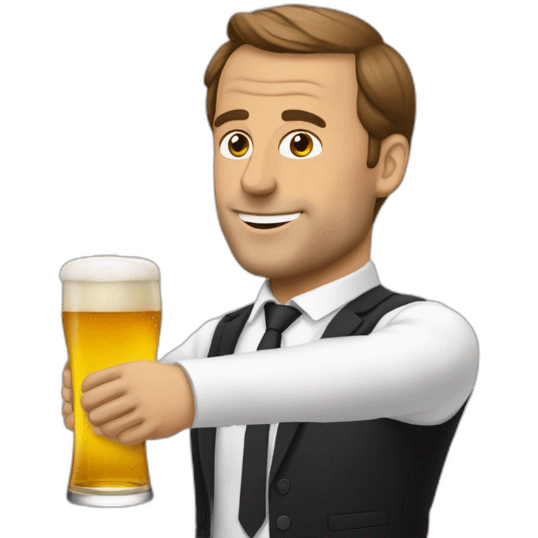 Macron qui bois une biere emoji