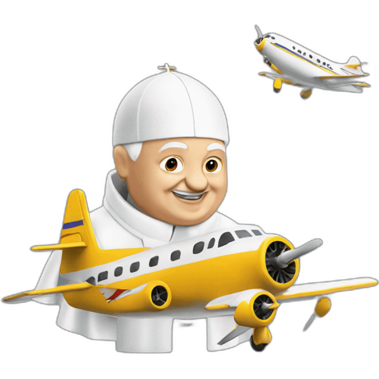 Pope John XXIII flying a plane emoji