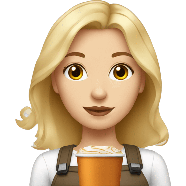 Russian girl with blond hair and  pumpkin spice latte emoji