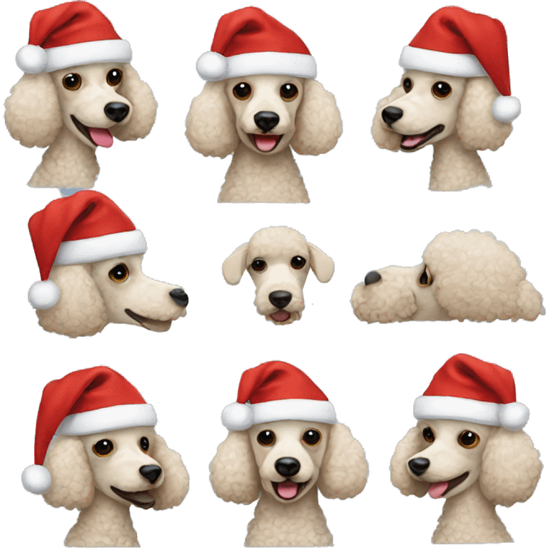 Poodle wearing a Santa hat emoji