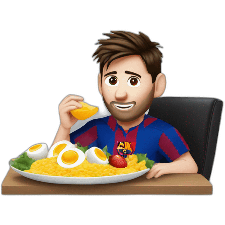 Messi FC Barcelona eating eggs emoji