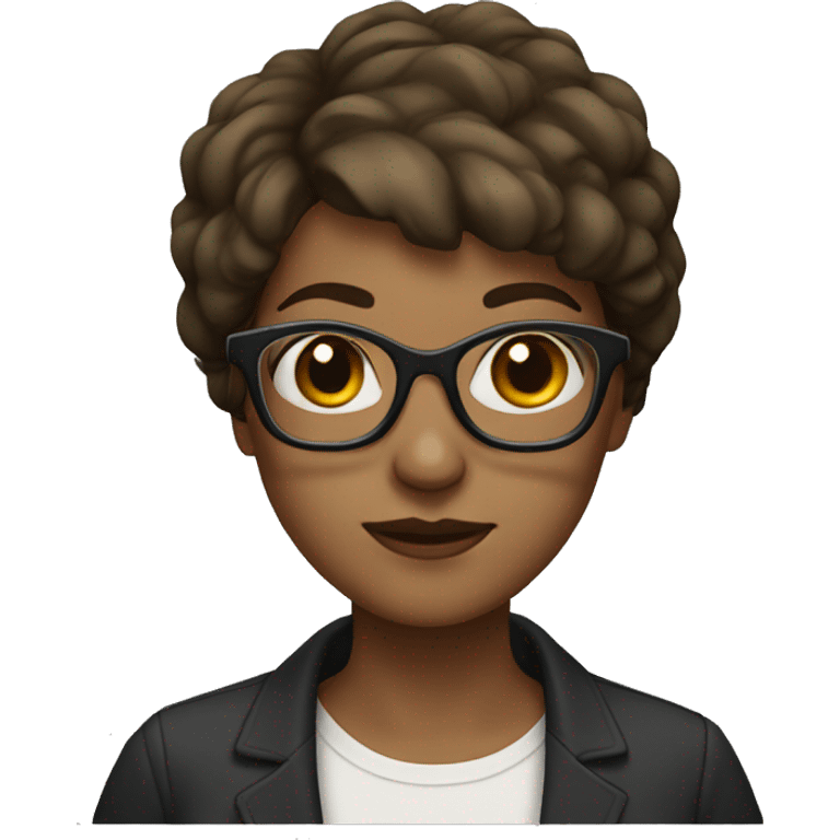 woman with glasses, short brown hair emoji