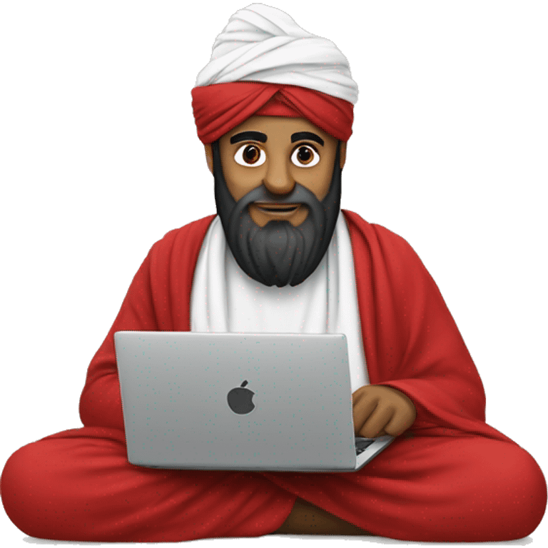 A caliph with turban and red clothes writing in a laptop emoji