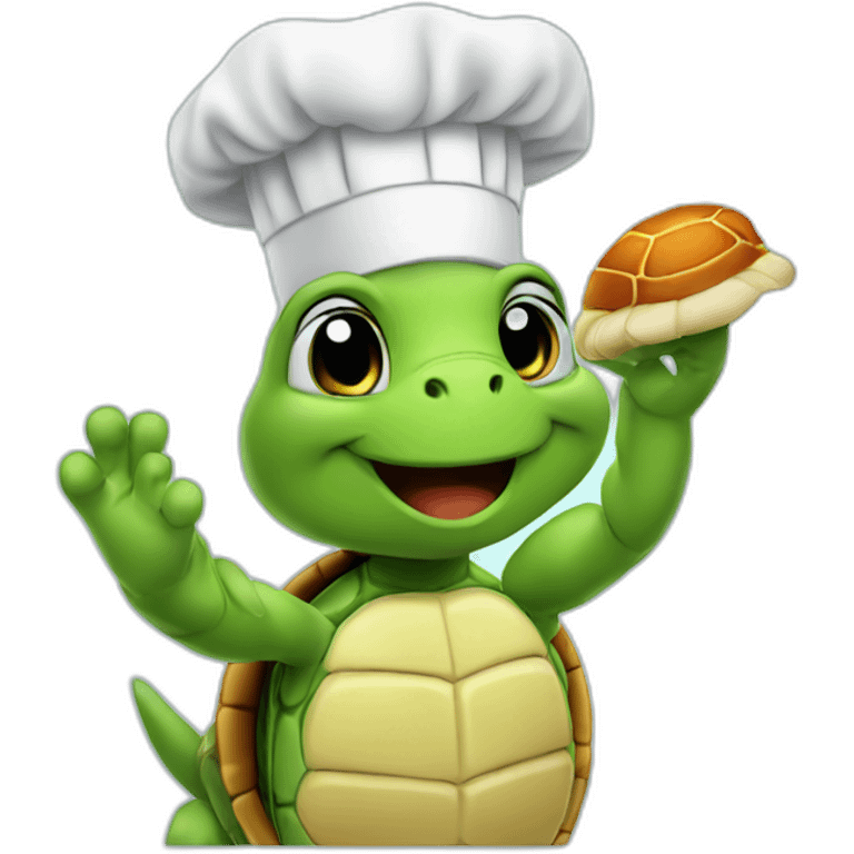 Saluting turtle in chef's hat emoji