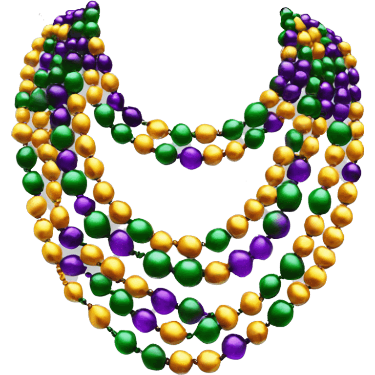 Realistic full image transparent glass mardi gras color bead necklaces. emoji