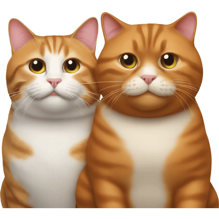 Two fat cats, one ginger, one brown emoji