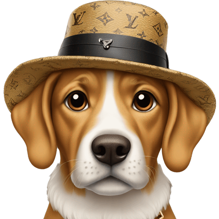 dog wearing louis vuitton hat emoji